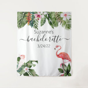 Watercolor Tropical Flamingo Bachelorette Tapestr Tapestry