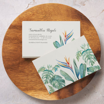 Watercolor Tropical Floral And Greenery Business Enclosure Card by VGInvites at Zazzle