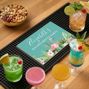Watercolor Tropical Floral Bachelorette Party Bar Mat