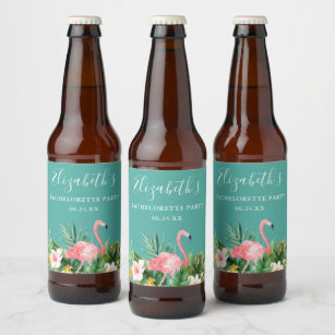 Watercolor Tropical Floral Bachelorette Party Beer Bottle Label