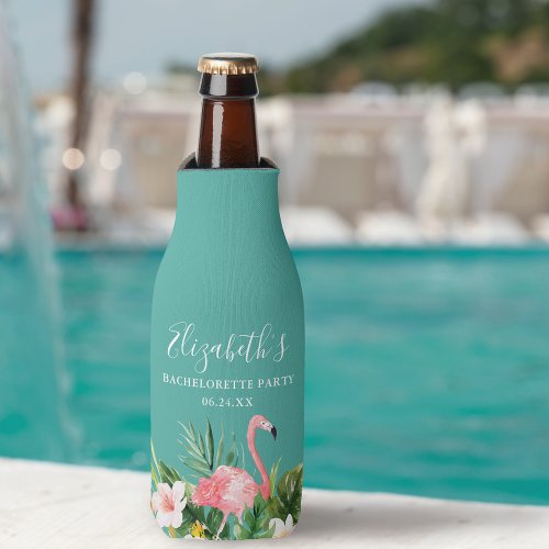 Watercolor Tropical Floral Bachelorette Party Bottle Cooler