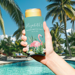 Watercolor Tropical Floral Bachelorette Party Seltzer Can Cooler