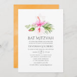 Watercolor Tropical Floral Bat Mitzvah Invitation<br><div class="desc">Watercolor beach bat mitzvah invitation featuring pink and orange hibiscus designed to be quickly and easily customized to your event specifics.</div>