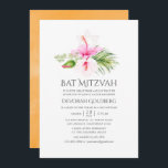 Watercolor Tropical Floral Bat Mitzvah Invitation<br><div class="desc">Watercolor beach bat mitzvah invitation featuring pink and orange hibiscus designed to be quickly and easily customized to your event specifics.</div>