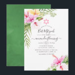 Watercolor Tropical Floral Bat Mitzvah Invitation<br><div class="desc">Watercolor bat mitzvah invitation featuring pink and orange hibiscus with elegant handwriting typography designed to be quickly and easily customized to your event specifics.</div>