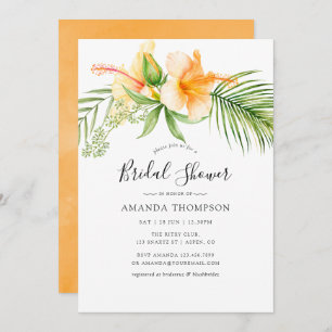 Watercolor Tropical Floral Beach Bridal Shower Invitation