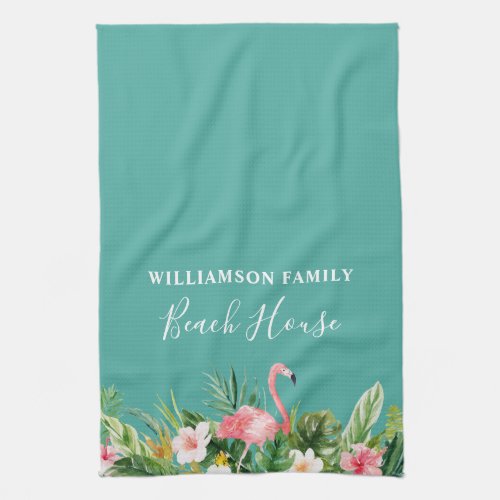 Watercolor Tropical Floral Beach House Kitchen Towel
