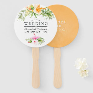 Watercolor Tropical Floral Beach Wedding Favor Hand Fan