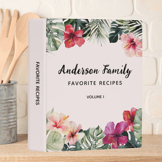 Watercolor Tropical Floral Botanical Family Recipe Mini Binder (In situ)