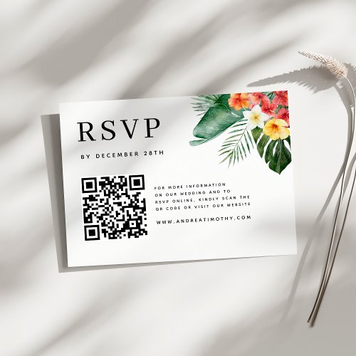 Watercolor Tropical Floral Botanical Wedding RSVP Card