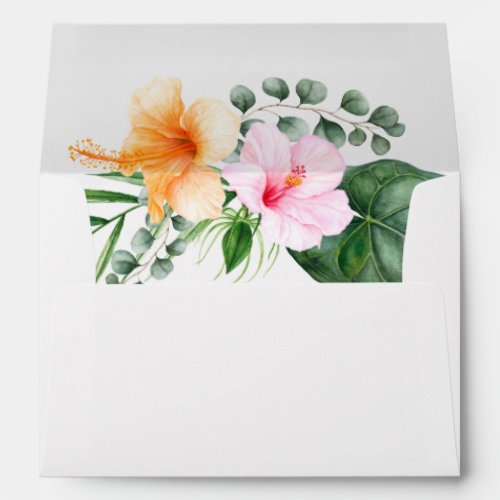 Watercolor Tropical Floral Bouquet Envelope