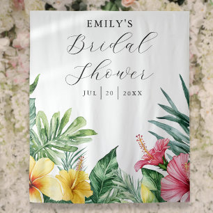 Watercolor Tropical Floral Bridal Shower Backdrop