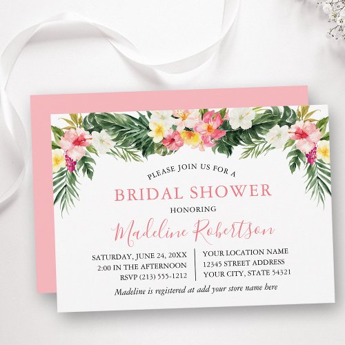 Watercolor Tropical Floral Bridal Shower Invitation