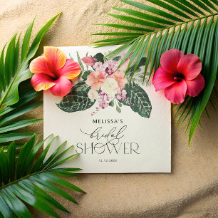 Watercolor Tropical Floral Bridal Shower Paper Napkins