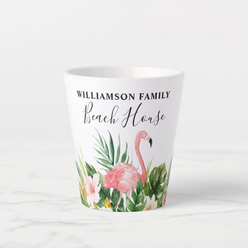 Watercolor Tropical Floral Family Beach House Latte Mug
