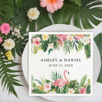 Watercolor Tropical Floral Flamingo Wedding