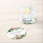 Watercolor Tropical Floral Flamingo Wedding Round Paper Coaster<br><div class="desc">Modern Watercolor Tropical Floral Greenery Wedding Coasters with Pink Flamingo.</div>