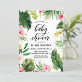 Watercolor Tropical Floral Frame Baby Shower Invitation (Standing Front)
