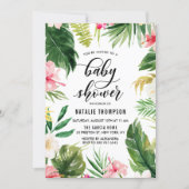 Watercolor Tropical Floral Frame Baby Shower Invitation (Front)