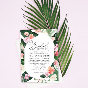 Watercolor Tropical Floral Frame Bridal Shower Card