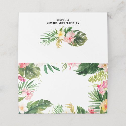 Watercolor Tropical Floral Frame Custom Place Card