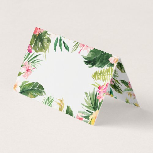 Watercolor Tropical Floral Frame Summer Place Card