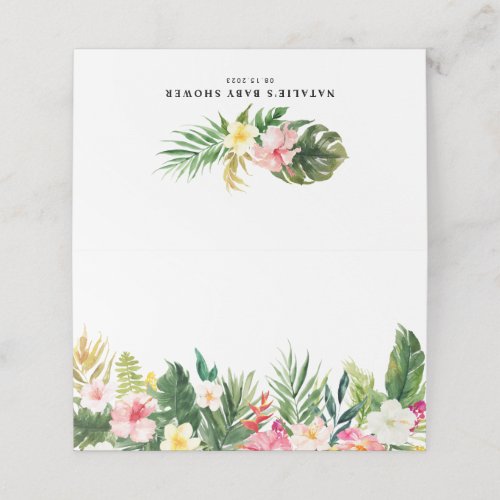 Watercolor Tropical Floral Garland Beach Party Place Card