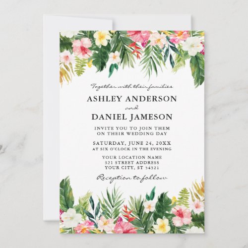 Watercolor Tropical Floral Greenery Wedding