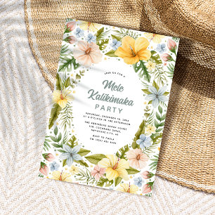 Watercolor Tropical Floral Mele Kalikimaka Party Invitation