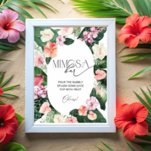 Watercolor Tropical Floral Mimosa Bar Sign