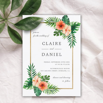 Watercolor Tropical Floral Modern Wedding Invitation by UnwrappedVisuals at Zazzle