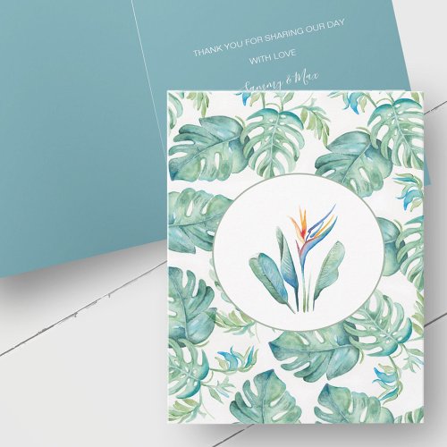 Watercolor Tropical Floral Palm Leaves Thank You