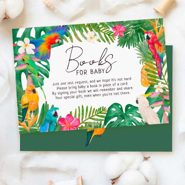 Watercolor tropical floral parrots bring a book enclosure card (Creator Uploaded)
