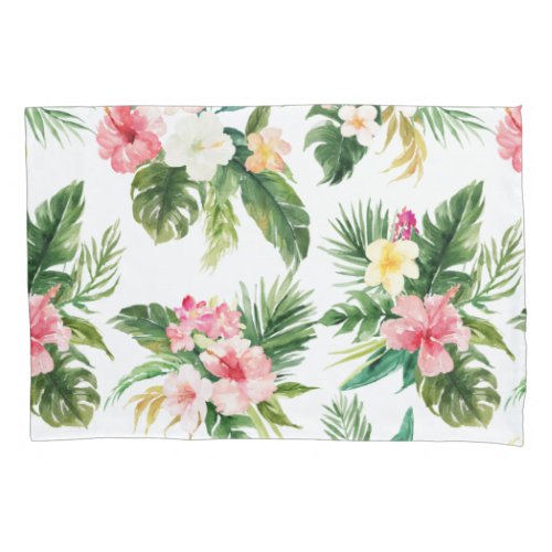 Watercolor Tropical Floral Pattern Pillow Case