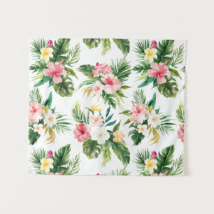 Watercolor Tropical Floral Pattern Wall Tapestry
