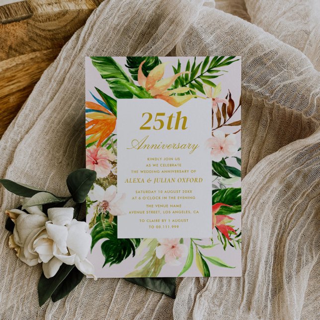 watercolor tropical floral wedding anniversary invitation (Creator Uploaded)