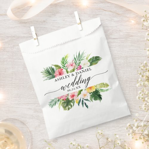 Watercolor Tropical Floral Wedding Favor Bag