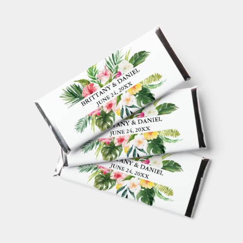 Watercolor Tropical Floral Wedding Hershey Bar Favors