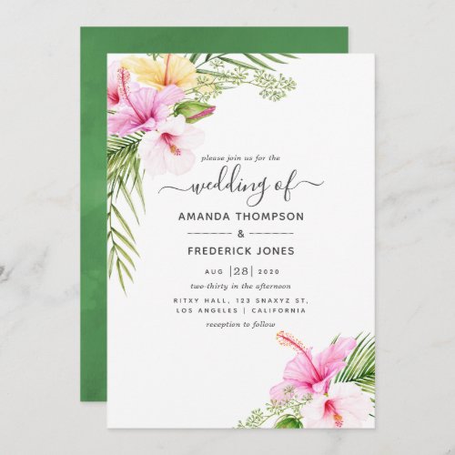 Watercolor Tropical Floral Wedding Invitation