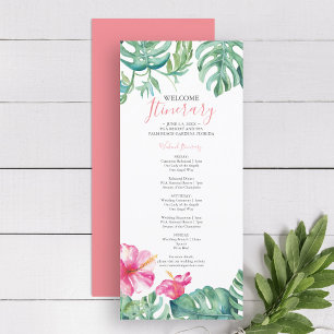 Watercolor Tropical Floral Wedding Itinerary