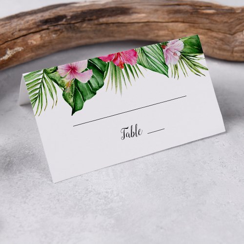Watercolor Tropical Floral Wedding Place Card