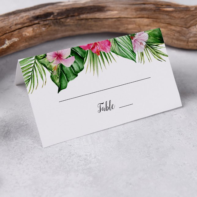 Watercolor Tropical Floral Wedding Place Card (Creator Uploaded)