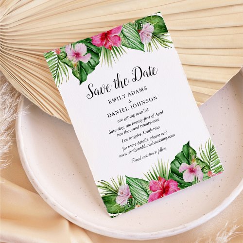 Watercolor Tropical Floral Wedding Save The Date