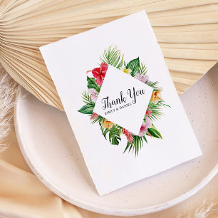 Watercolor Tropical Floral Wedding Thank You Card