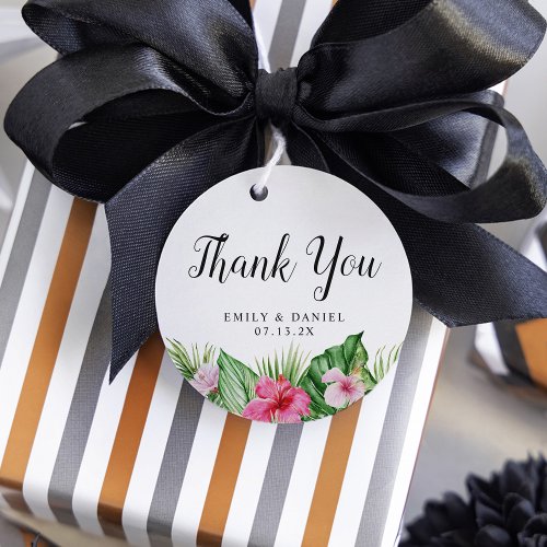 Watercolor Tropical Floral Wedding Thank You Favor Tags