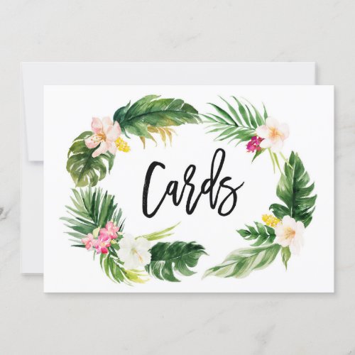 Watercolor Tropical Floral Wreath Cards Sign