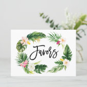 Watercolor Tropical Floral Wreath Favors Sign Invitation (Standing Front)