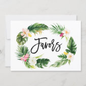 Watercolor Tropical Floral Wreath Favors Sign Invitation (Front)