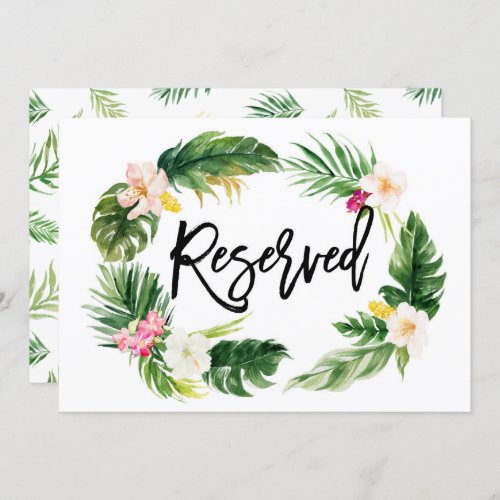 Watercolor Tropical Floral Wreath Reserved Sign Invitation
