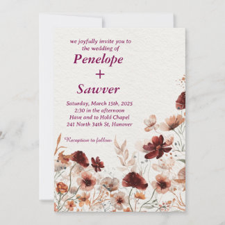 Watercolor Tropical Flowers and Greenery Wedding I Invitation
